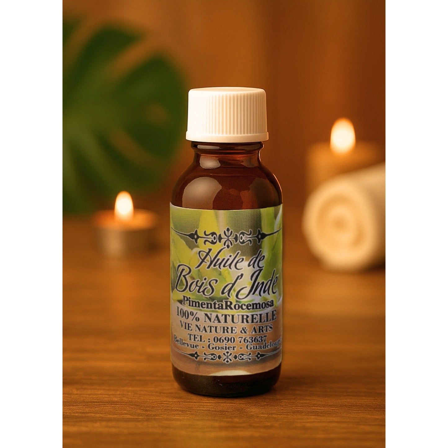 Huile de massage bois d'inde et cacao